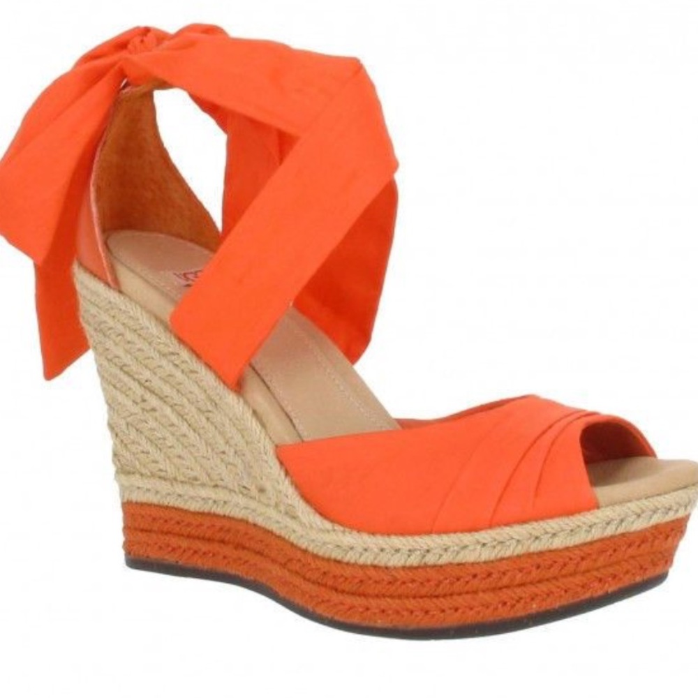 Ugg Wedge Platform Wrap Espadrilles Orange Sz 9